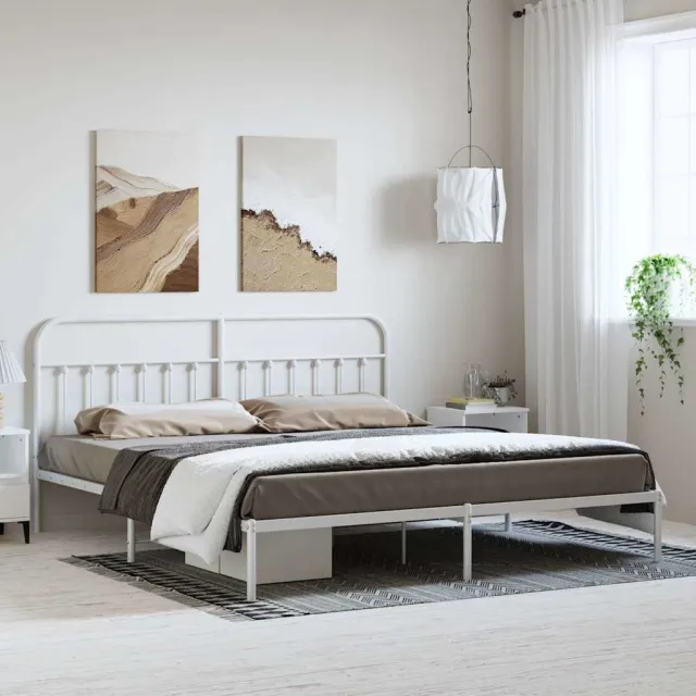 vidaXL Bedframe met hoofdbord metaal wit 193x203 cm