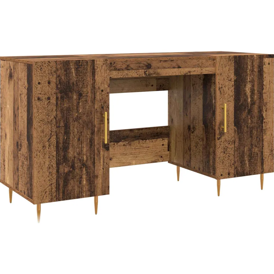 vidaXL Bureau Oud hout Bewerkt hout bruin, foto 3