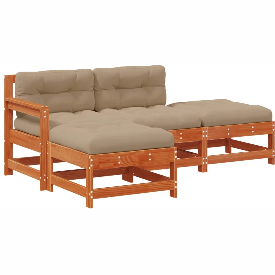 vidaXL Tuin loungeset 4 st Wasbruin Massief grenenhout