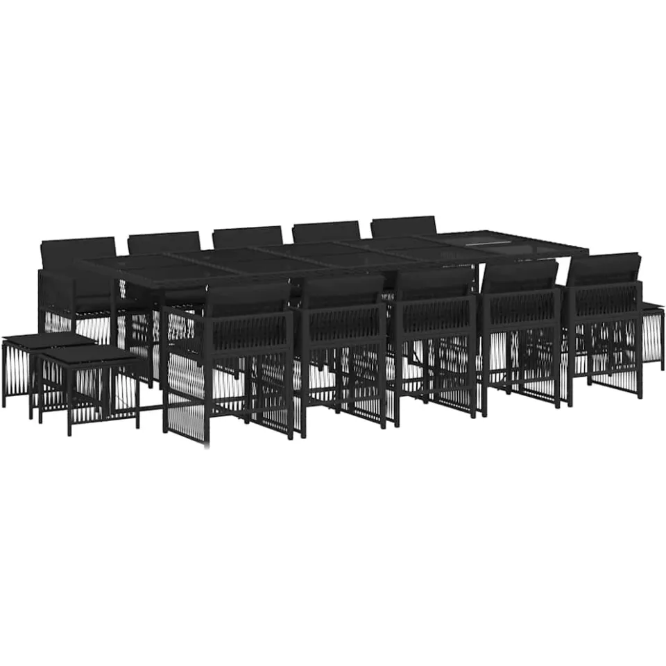 vidaXL 15-delige Tuinset met kussens poly rattan zwart, foto 3