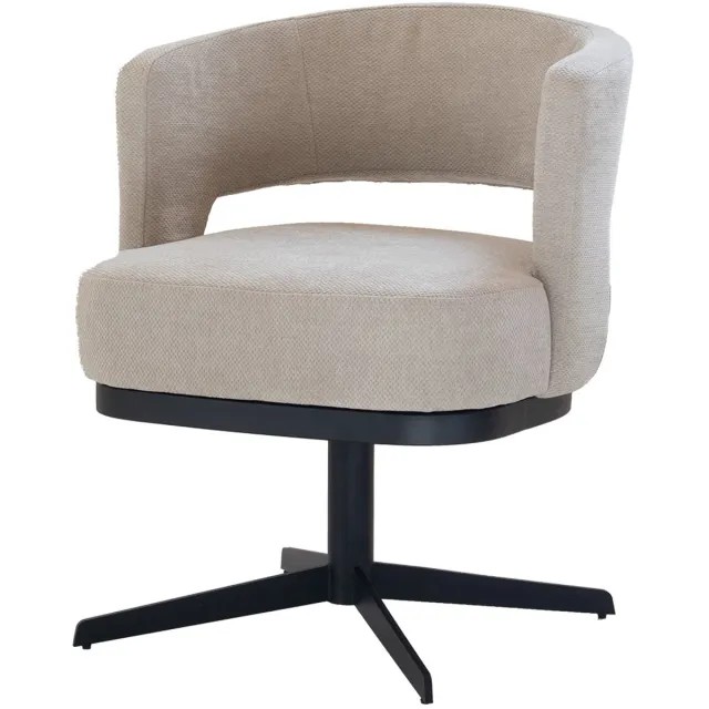 DÉJA Living Eetkamerstoel Louis - Stof/Metaal - Taupe - Set van 2