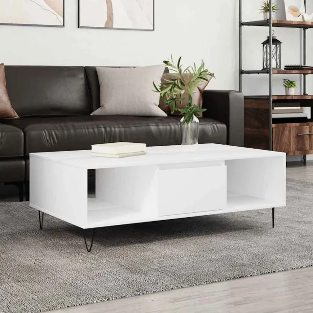 vidaXL Salontafel 104x60x35 cm bewerkt hout wit