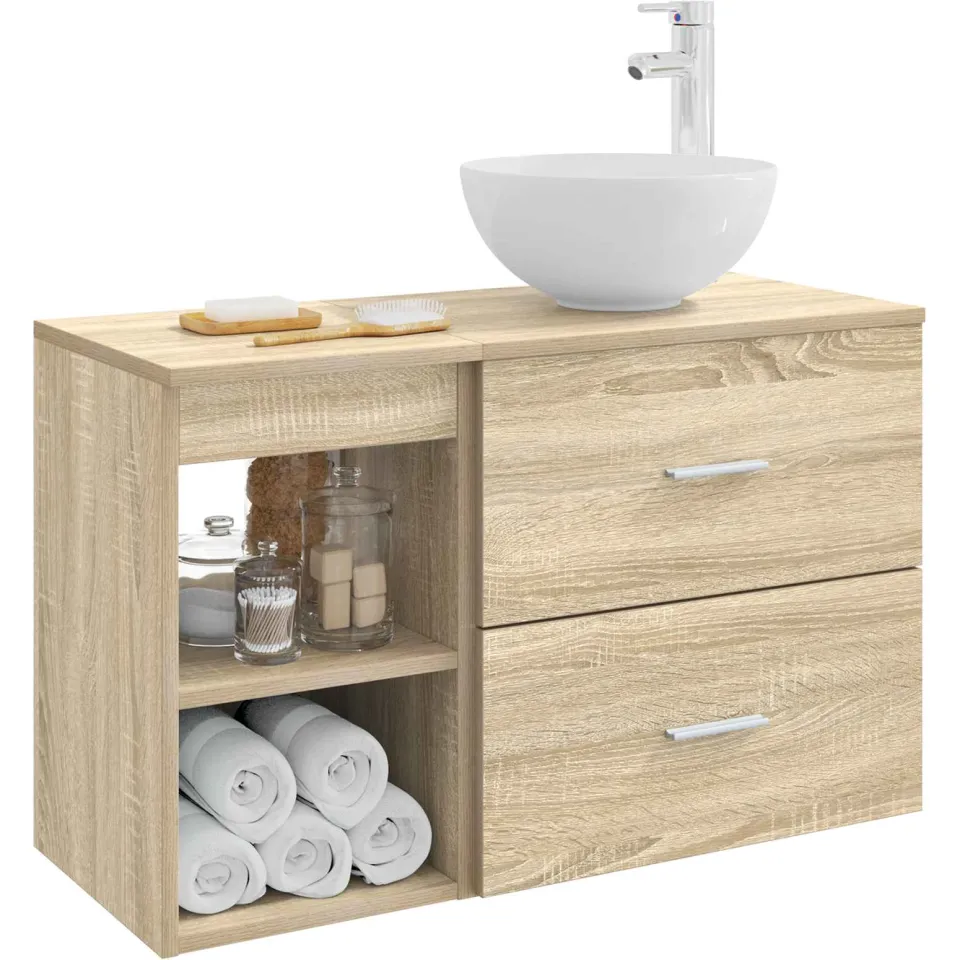 vidaXL Badkamerkastenset 2 st Sonoma Eiken 79,5 x 41 x 80 cm Bruin