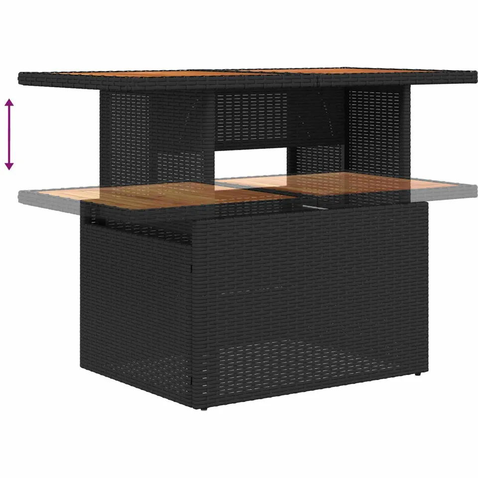 vidaXL Tuinbankenset 7 st Zwart poly rattan, foto 2