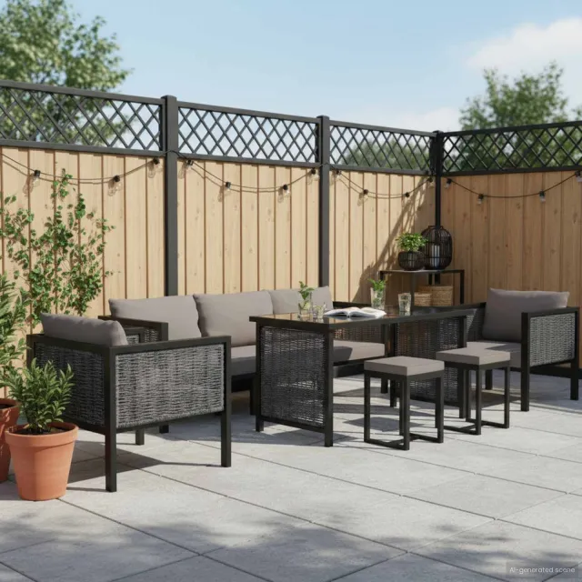 vidaXL 8-delige Loungeset met kussens poly rattan antraciet, foto 2