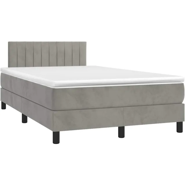 vidaXL Boxspring met matras en LED fluweel lichtgrijs 120x190 cm grijs