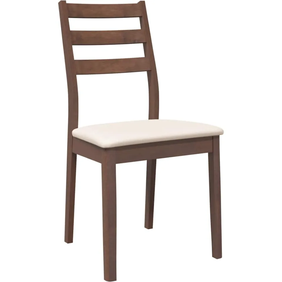 vidaXL Eetkamerstoelen met kussens 2 st massief hout rubber bruin, foto 4