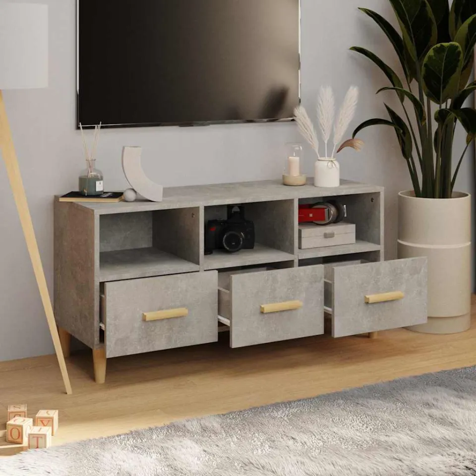 vidaXL Tv-meubel 102x36x50 cm bewerkt hout betongrijs grijs, foto 3