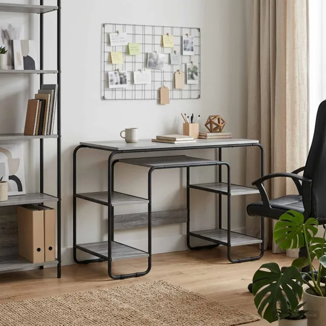vidaXL Bureau met opbergruimte Grijs Sonoma 113.5 x 52 x 75.5 cm, foto 2