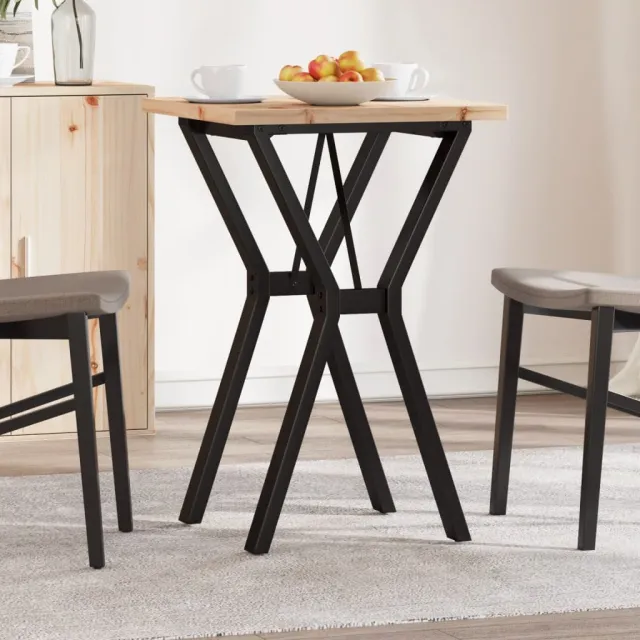 vidaXL Eettafel Y-frame 50x50x75,5 cm massief grenenhout en staal Bruin