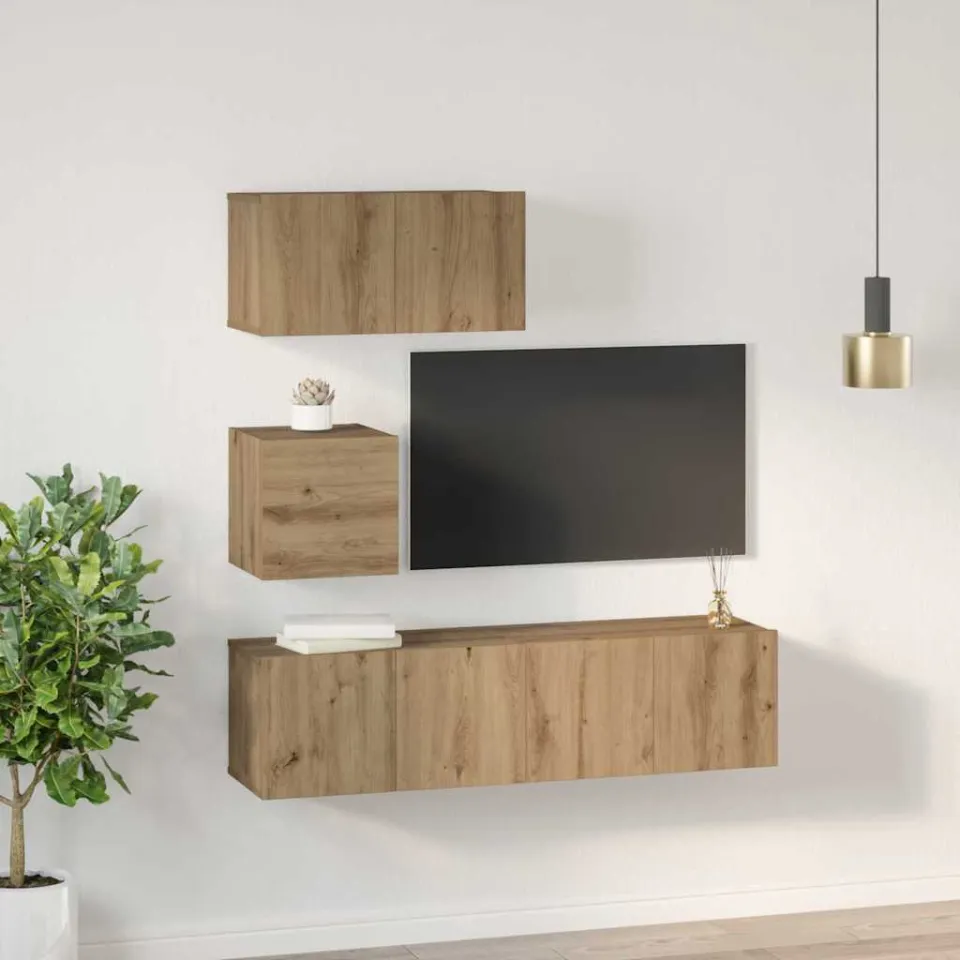 vidaXL Tv-meubelset 4 st Artisan Eiken Bewerkt hout, foto 4