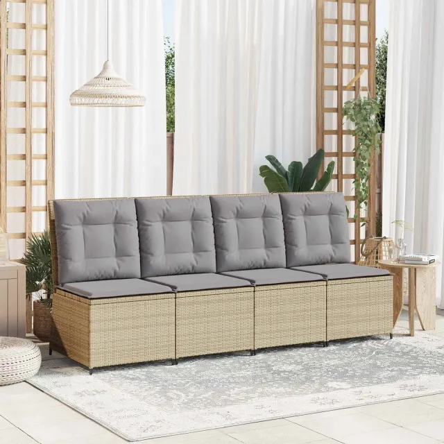 vidaXL Tuinbank Beige en Grijs poly rattan, foto 2