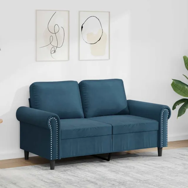 vidaXL Tweezitsbank 120 cm fluweel blauw