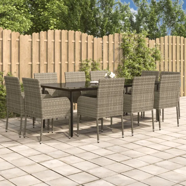 vidaXL 11-delige Tuinset met kussens poly rattan zwart en grijs, foto 2