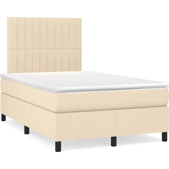 vidaXL Boxspring met matras stof crèmekleurig 120x190 cm