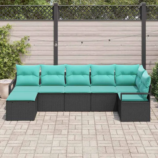 vidaXL Bankstel 7 st Zwart poly rattan, foto 2