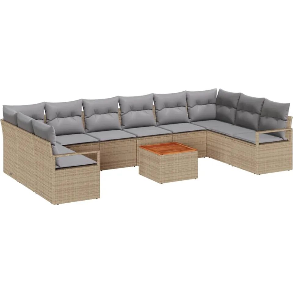 vidaXL Tuinbankenset 11 st Beige poly rattan