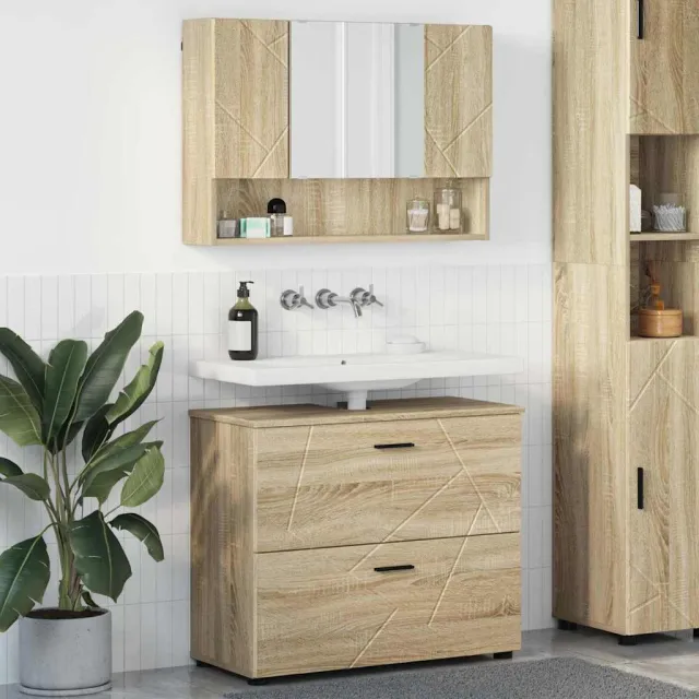 vidaXL Badkamermeubelset 2 st Sonoma Eiken 76,5 x 35 x 64 cm Bruin