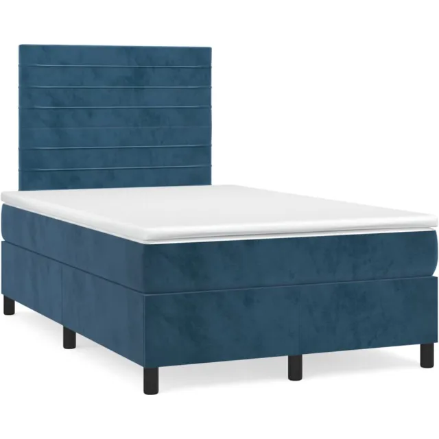 vidaXL Boxspring met matras fluweel donkerblauw 120x190 cm blauw