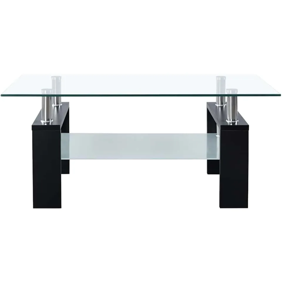 vidaXL Salontafel 95x55x40 cm gehard glas transparant en zwart, foto 4