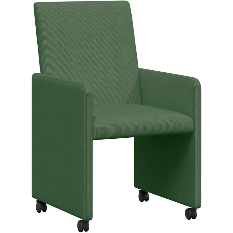 vidaXL Eetkamerstoelen met Wieltjes 2 st Katoenen stof Grijs groen, foto 3
