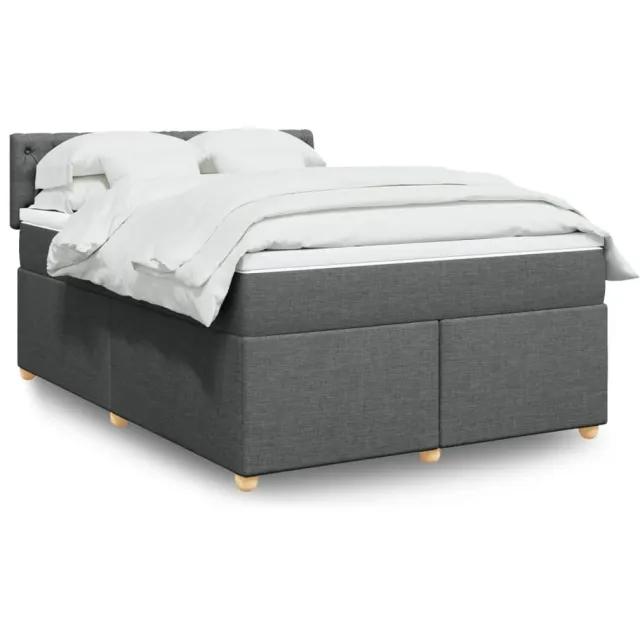 vidaXL Boxspring met matras stof donkergrijs 140x200 cm grijs