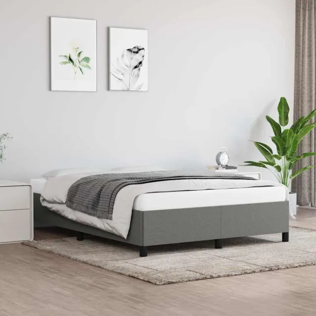 vidaXL Bedframe zonder matras stof donkergrijs 140x190 cm grijs
