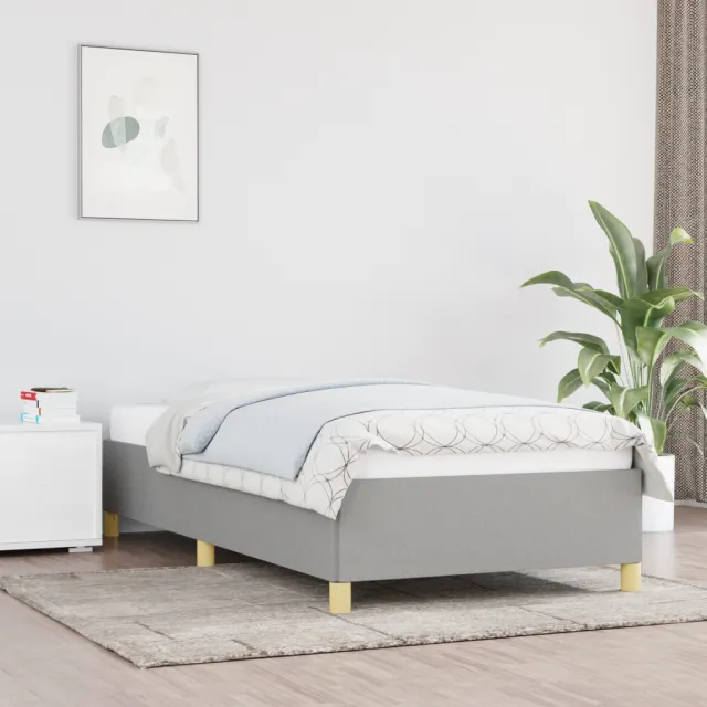 vidaXL Bedframe zonder matras 90x200 cm stof lichtgrijs grijs