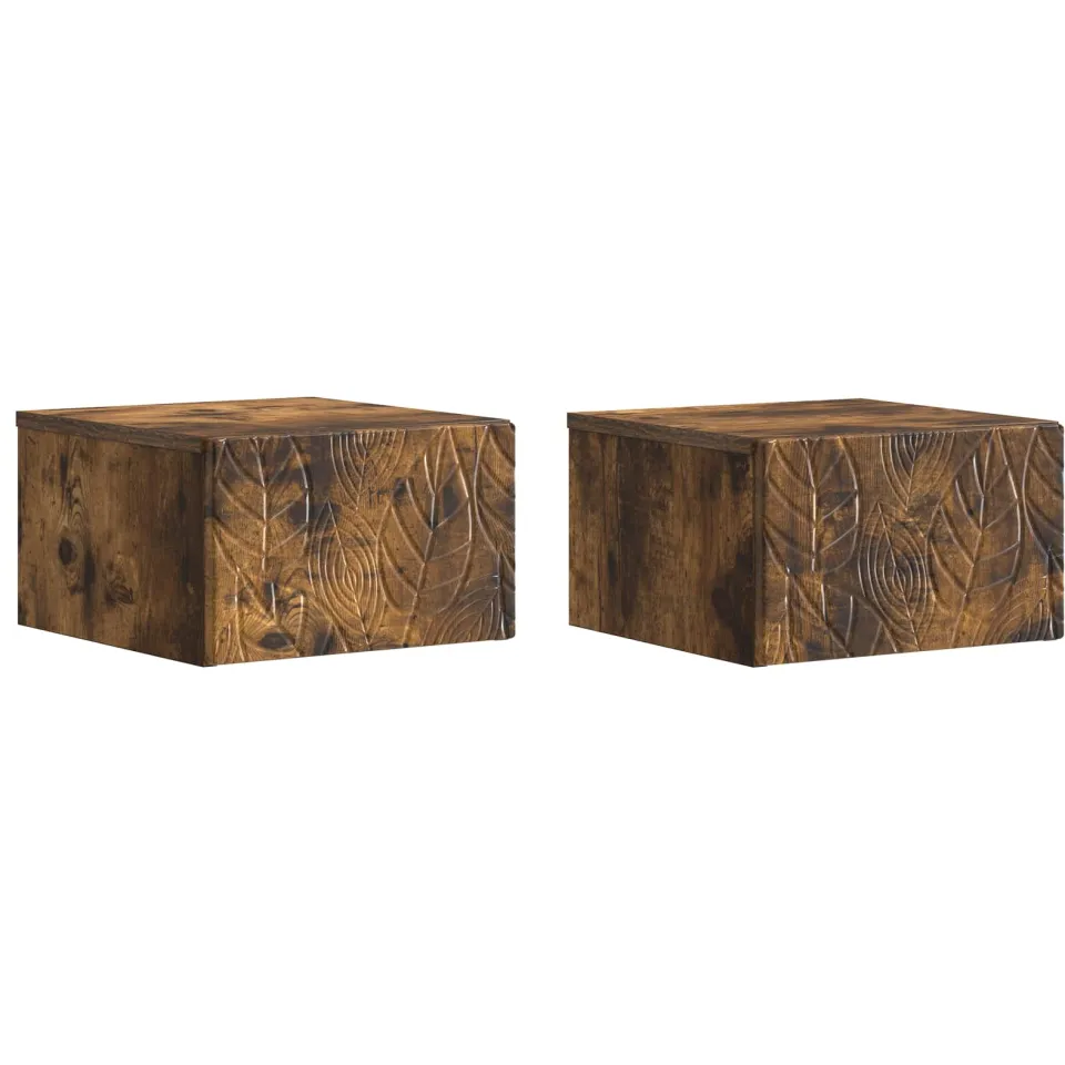vidaXL Wandbeugel Bedkast 2 st Gerookt eiken 49 x 34,5 x 20 cm Bruin