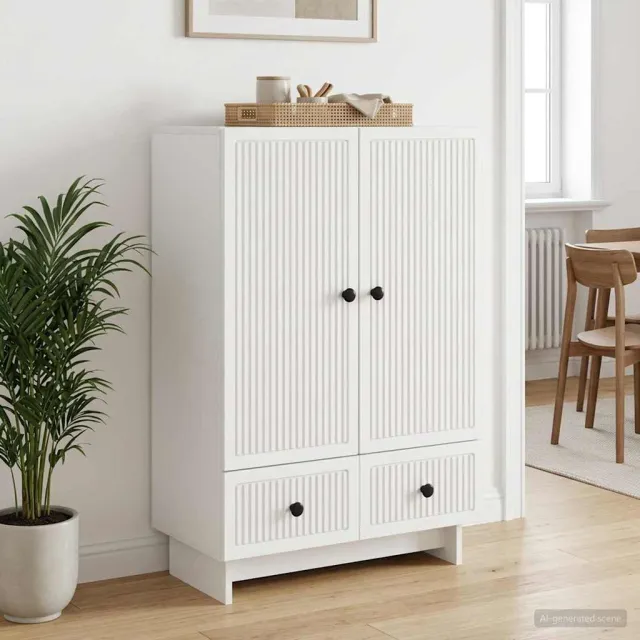 vidaXL Dressoir Wit 66 x 34,5 x 95 cm Geconstrueerd hout, foto 2