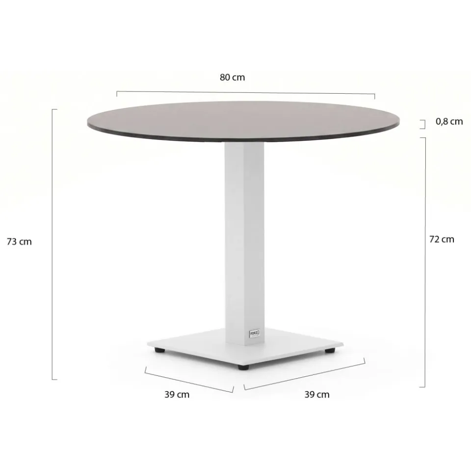 Forza Furniture Forza Orta tuintafel ø80cm (h:73cm) wit, foto 2