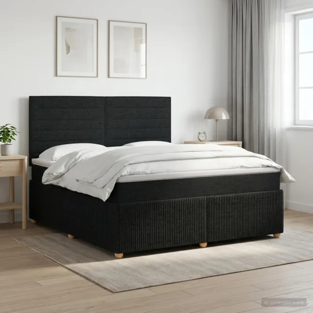 vidaXL Boxspringbed met matras met hoofdeinde Zwart 160 x 200 cm Stof