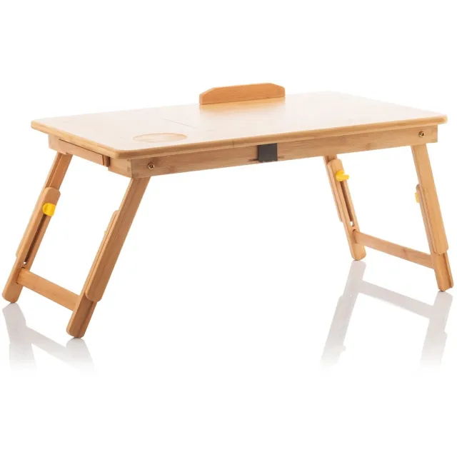 Duraxl Bijzettafel - Opklapbaar - Bamboe Beige