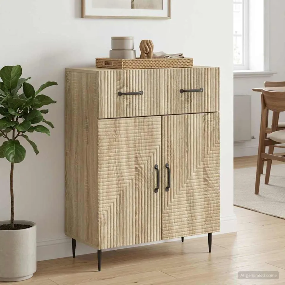 vidaXL Dressoir Sonoma Eiken 66 x 34,5 x 89,5 cm Bewerkt hout, foto 3