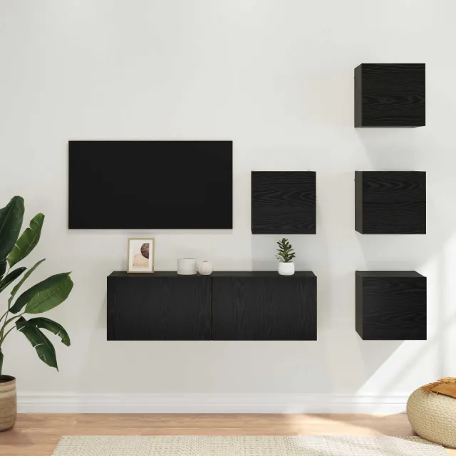 vidaXL Tv-meubelset 5 st Zwart eiken Bewerkt hout, foto 2