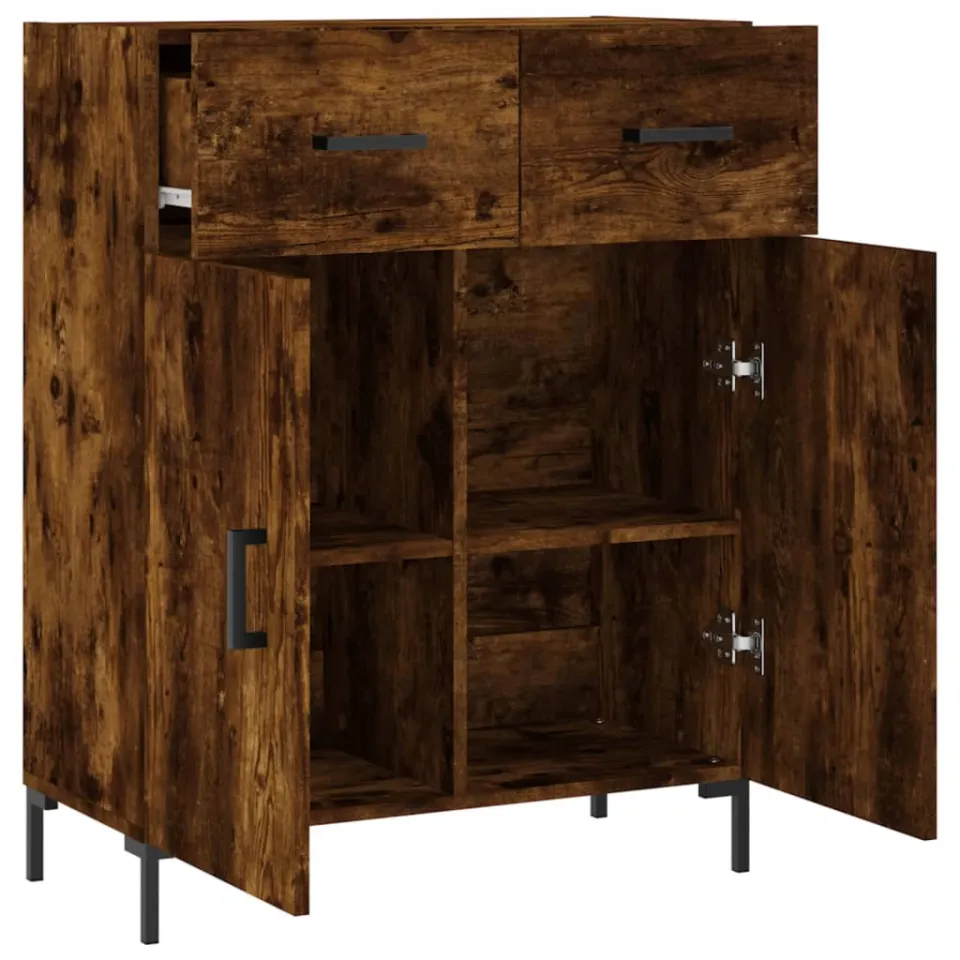 vidaXL Dressoir 69,5x34x90 cm bewerkt hout gerookt eikenkleurig