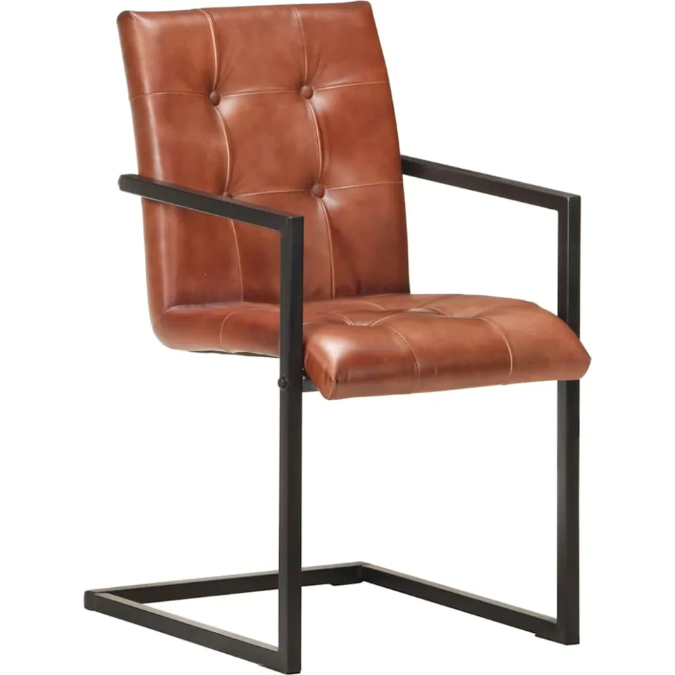 vidaXL Eetkamerstoelen 4 st echt leer bruin, foto 2