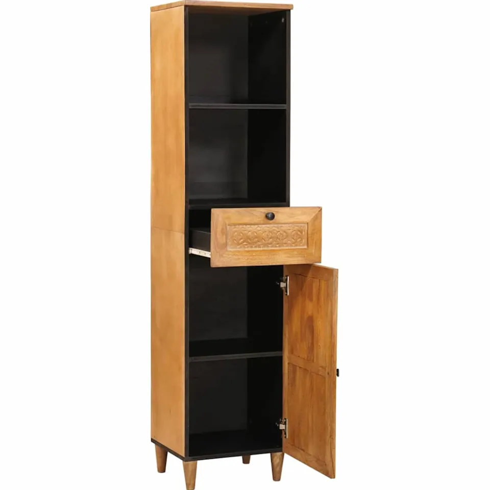 vidaXL Badkamerkast met lade Licht Bruin 38 x 33 x 160 cm Bewerkt hout, foto 2