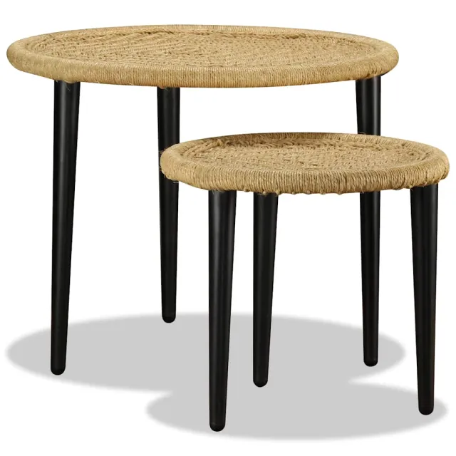 vidaXL 2-delige Salontafelset natuurlijk jute Beige