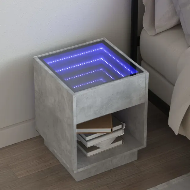 vidaXL Nachtkastje met Infinity LED 40x40x50 cm betongrijs