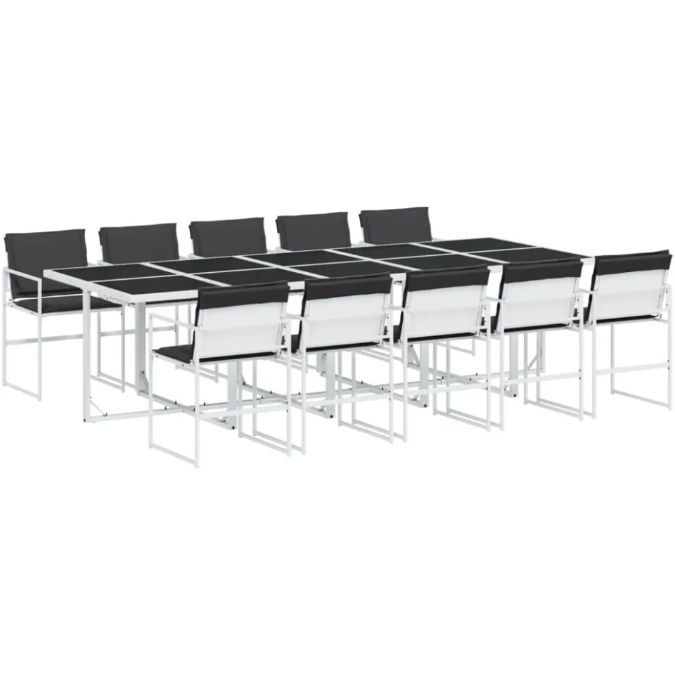 vidaXL 11-delige Tuinset met kussens textileen wit