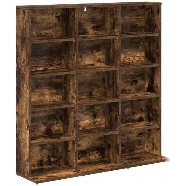 vidaXL CD - Kast - Gerookt - eiken - 96 - x - 23,5 - x - 97,5 - cm - Bewerkt - hout Gerookt eiken