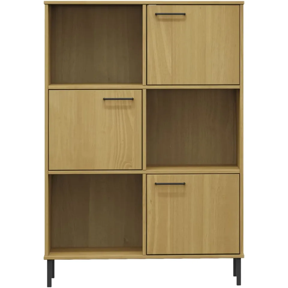 vidaXL Boekenkast met metalen poten OSLO 90x35x128,5 cm hout bruin
