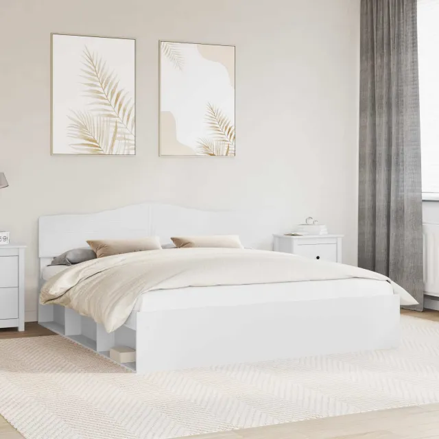 vidaXL Bedframe met hoofdeinde Wit 180 x 200 cm Massief grenenhout