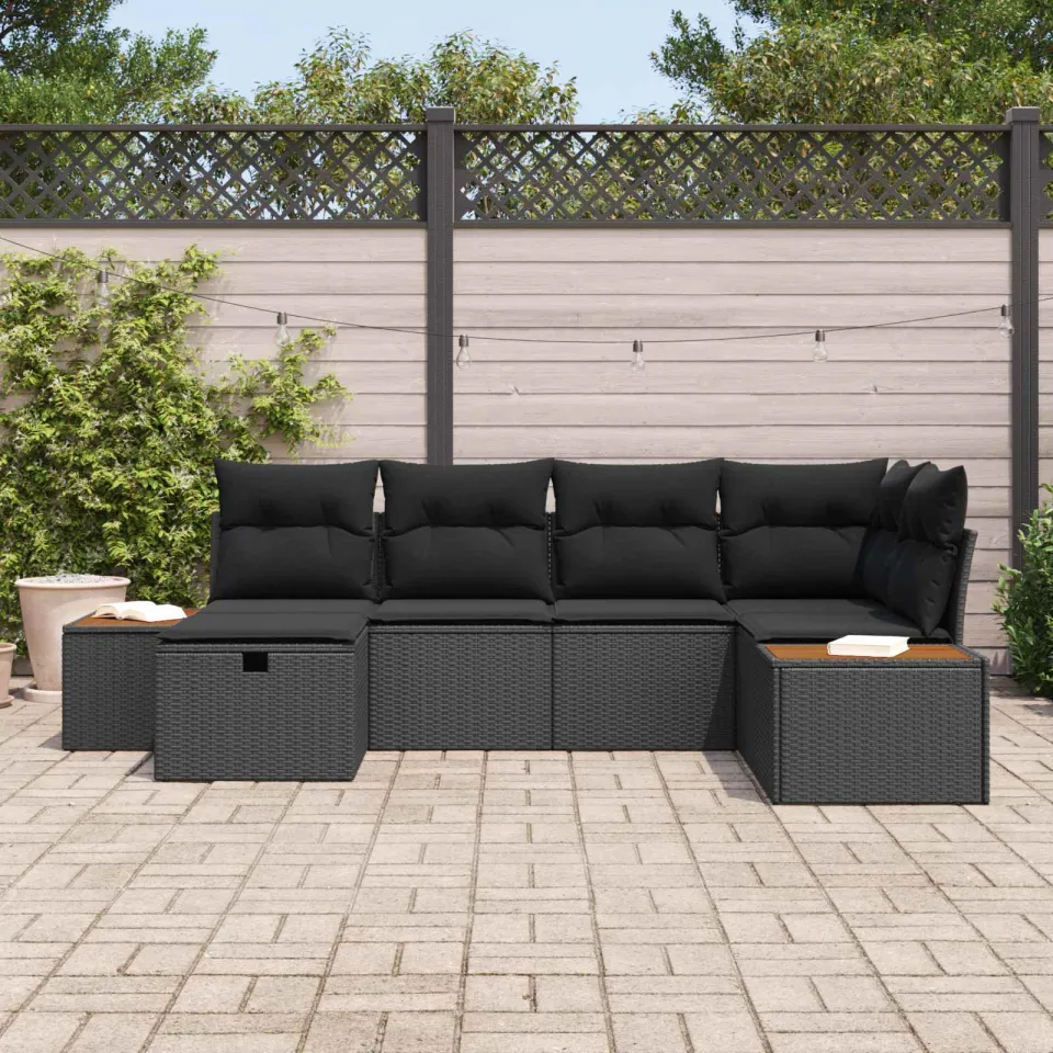 vidaXL Tuin Sofa Set Zwart poly rattan, foto 3