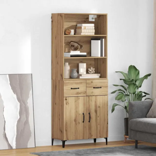 vidaXL Hoge kast Artisan Eiken 69,5 x 34 x 180 cm Bewerkt hout, foto 2