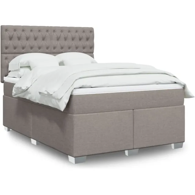 vidaXL Boxspring met matras stof taupe 160x200 cm