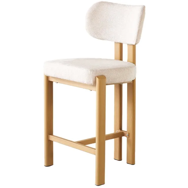 Lizzely Garden & Living SET DEAL 4 stuks: Barkruk Japandi beige Naomi lichtbruin minimalistische barstoel japanse stijl