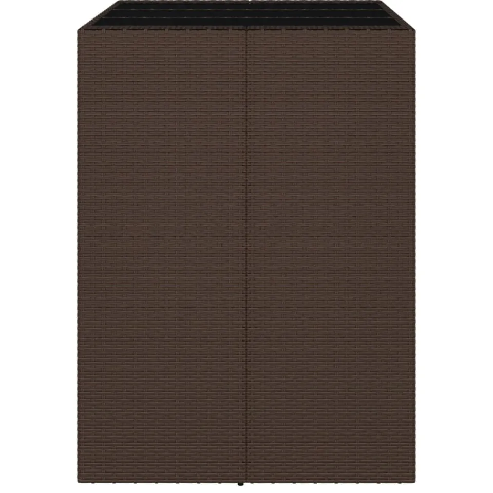 vidaXL Bartafel met glazen blad 105x80x110 cm poly rattan bruin, foto 4