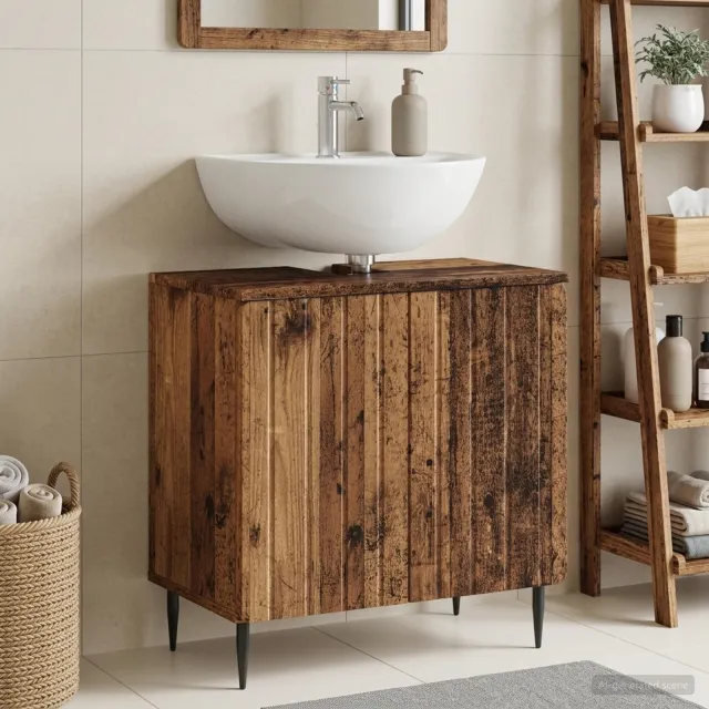 vidaXL Badkamer wastafelkast ZWOLLE Oud hout 59,5 x 31,5 x 59 cm bruin, foto 2